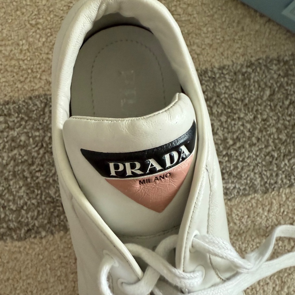 Women's Slightly Used Leather Prada Sneakers - Picture 3 of 14